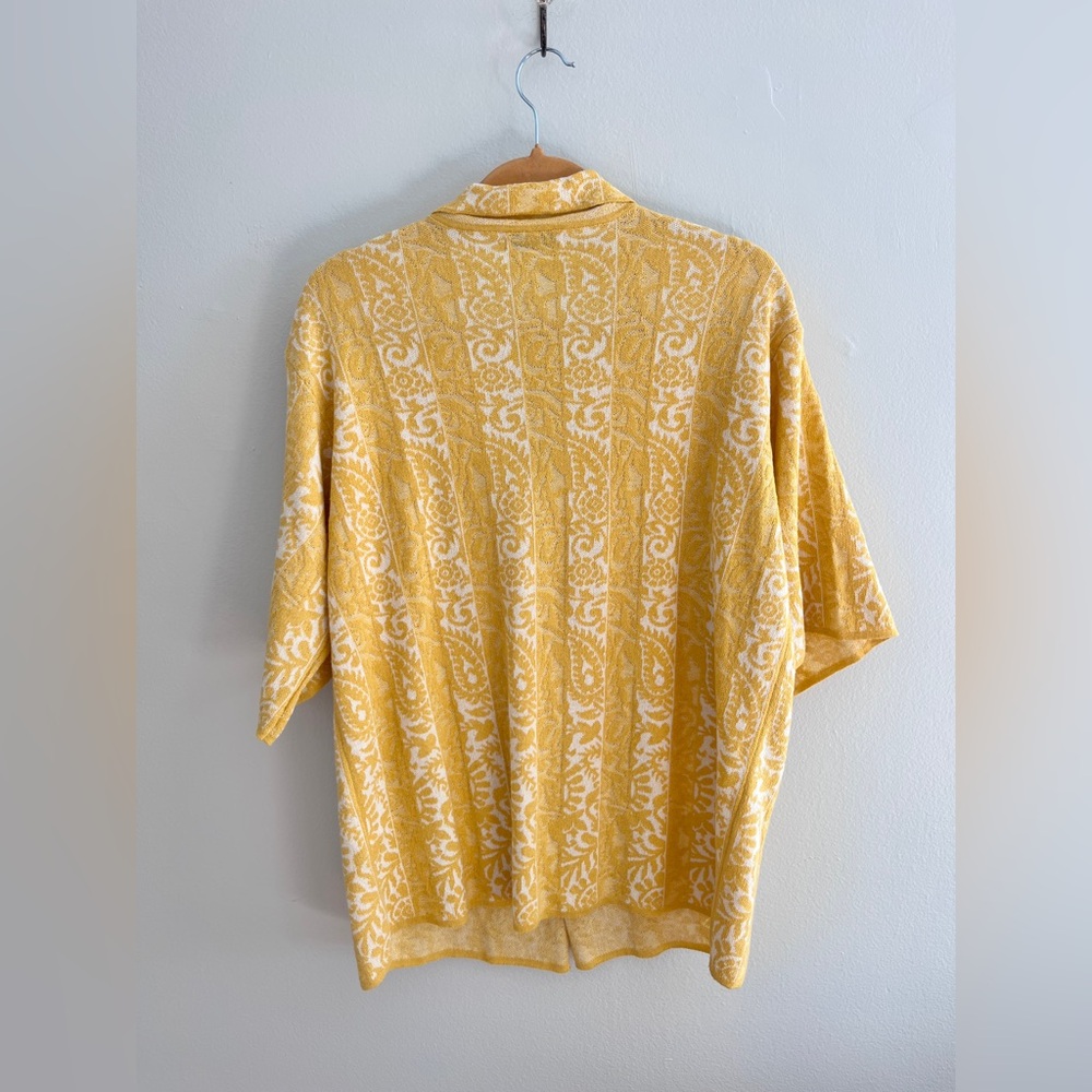 ZARA Yellow Button Down Knit Short Sleeve Top - Picture 4 of 5